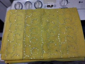 Yellow Resham Work Saree
