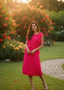 Pink Layered Midi Dress