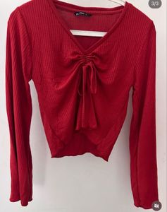 zudio Red Long Sleeve Top