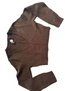 Brown Cropped V-Neck Sweater H&amp;M