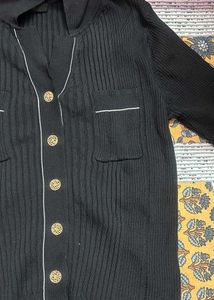 Stylish Black Button-Down Top