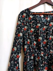 Easy Buy Short Floral Dress With Elastic Waist