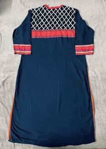 SOCH - Ethnic Golden Embroidered Blue Kurta