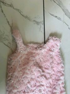 Baby Pink Fur Dress For 3-5 Year Old Girl