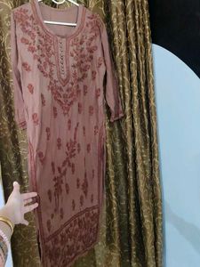 Today Offer Brown 🤎 Fully Work Lucknowi Kurti