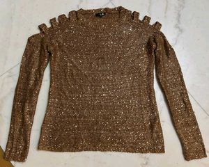 Sparkly Cold Shoulder Sweater