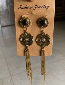 Long Golden Chain Drop Earrings – New