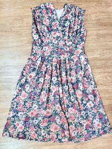 Vintage Floral Print Dress
