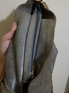Metallic Silver Chain Strap Hobo Bag