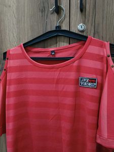 Striped Cold Shoulder Tee