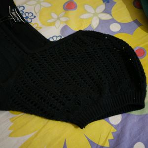 Black Sheath Crochet Dress