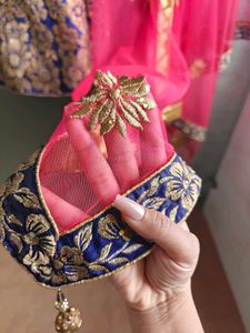 Blue Lehnga With Pink Dupatta