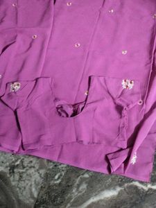 Saree with maching Blouse.