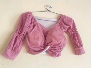 Pink Sparkle Crop Top