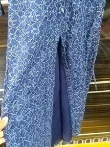 Printed Blue Kurta With Golden Plazoo