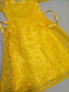 Girls Yellow Lace Dress