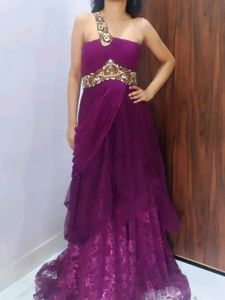 Elegant Purple Embellished Gown