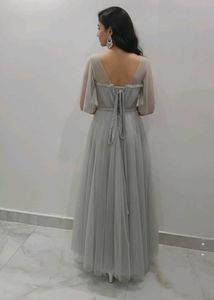 Elegant Grey Tulle Gown