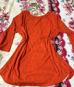 Orange Embroidered Kurti