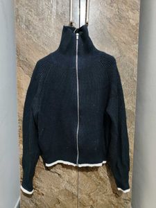 Zip-Up Knit Cardigan