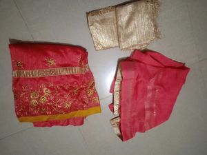 Pink semi stitched Lehenga Choli Set