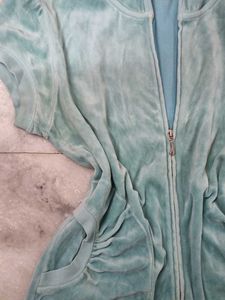 Authentic Juicy Couture Velour Coral Blue Hoodie