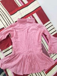 Pink Polka Dot Bell Sleeve Top