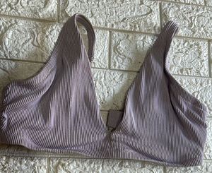 Ribbed Lavender Gold Bikini Top
