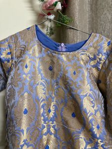 Elegant Blue &amp; Gold Pant Kameez