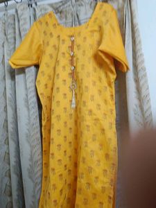 Yellow Printed Kurti