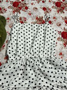 White Polka Dot Layered Ruffle Dress :Cute &amp; Flow