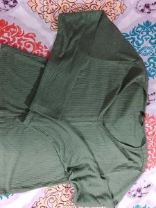 Olive Green Ribbed Top