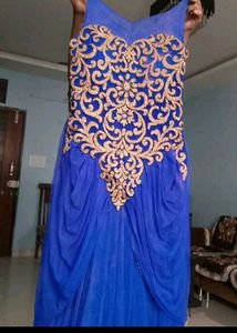 Elegant Blue &amp; Gold Evening Gown