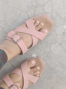 Pink Cross Strap Sandals