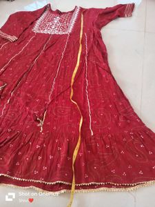 Red Embroidered Kurti Dress