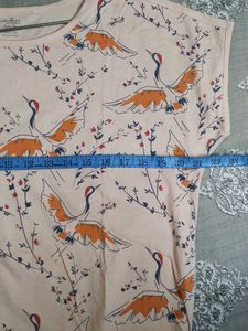 Peach Crane Print Top(XXXL)