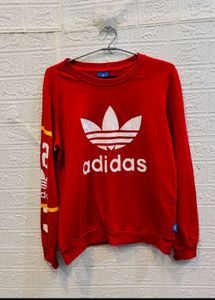 Adidas Red Trefoil Logo Sweatshirt