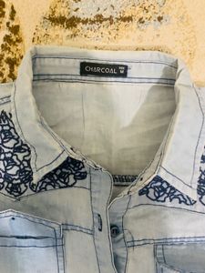 Denim Embroidery Shirt Women