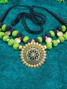 Gold Oxidised Neckpiece Set
