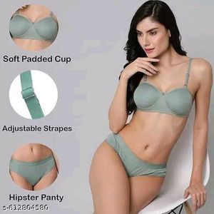 Women&#39;s Half Cup Lightly Padded Bra Panty Set