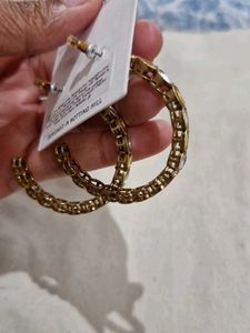 Golden Mirror Work Partywear Earrings