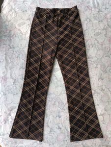 Brown Stretchable Flared pants for autumn