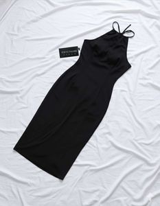With Tag Black Halter Midi Dress