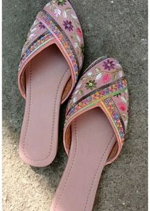 Embroidered Floral Mules
