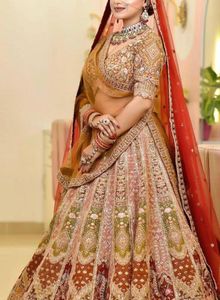 Gorgeous Gold Lehenga Choli With Double Dupatta