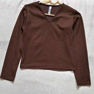 Women Full sleeve Brown Top