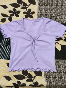 Cute Lilac Tie-Front Top