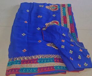 Blue Embroidered Saree