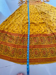 Yellow Printed Maxi Anarkali Dress
