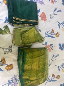 Green silk lehenga with Blouse and dupatta